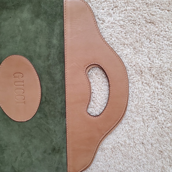 Green Suede Vintage Gucci Tote Handbag - Picture 5 of 5